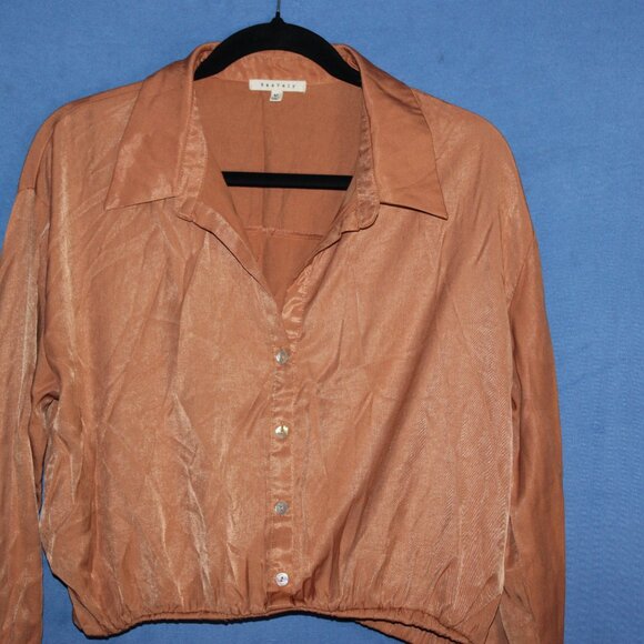 Cropped Button Down Blouse M - Picture 3 of 6
